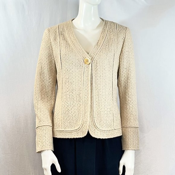 Woven Look Collarless Blazer | Lafayette 148 New York - Picture 2 of 9